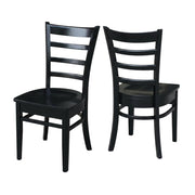 Solid Wood Side Chair with Classic Frame by Furnifact – Wood, Black, Pack of 2