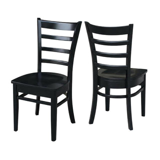 Solid Wood Side Chair with Classic Frame by Furnifact – Wood, Black, Pack of 2
