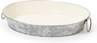 G.E.T. Enterprises GT-1414-GG 14" Galvanized Tray with Rope Handles, Galvanized Gray