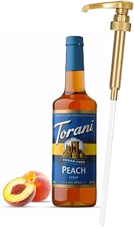 Jimoco® Syrup Pump Dispenser + Torani® Sugar Free Peach Syrup, 25.4 oz - Coffee Syrup Pump & Flavoring Bundle