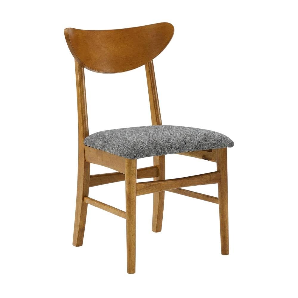 Brown 4-Piece Wood Dining Chair Set with Comfortable Backrest by Furnifact – Rubberwood 70.00%,Polyester 10.00%,Foam 10.00%,Mdf 5.00%,Plywood 5.00%, Brown, Pack of 4
