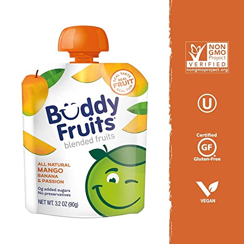 Buddy Fruits Mango, Banana & Passion Fruit / 3.2 Ounce (Pack of 18) / 18 Applesauce