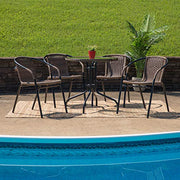 Flash Furniture Clear/Dark Brown / Table + 4 Chair / Round Table + 4 Chairs Table & Chair Sets