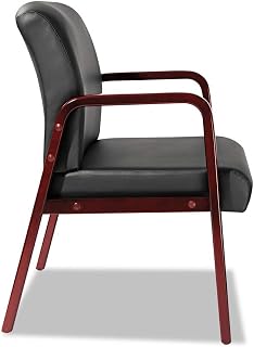 Alera ALE Reception Lounge Series Guest Chair, Cherry/Black Leather