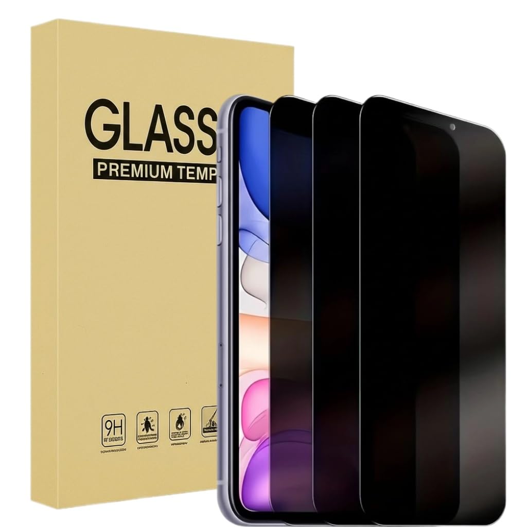 3 Pack Privacy Screen Protector for iPhone 16 Pro Max [6.9 inch] Dynamic Island Compatible by Generic – 6.25 inches, Tempered Glass, Transparent, Pack of 3, Model 0025