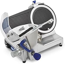 Vollrath 40952 Heavy-Duty 12-Inch Electric Cheese and Meat Slicer, Cast Aluminum, 120V, Belt-Driven, Built-in Sharpener, Adjustable Thickness, Nonstick Coating, Gravity Feed Design