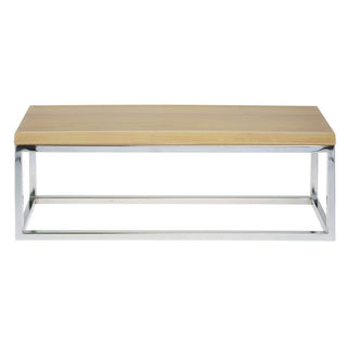 Cerve Collection Chrome Display Riser with Butcher Block Top - 7"H by HUBERT – Metal, Grey, Model 65628+40377