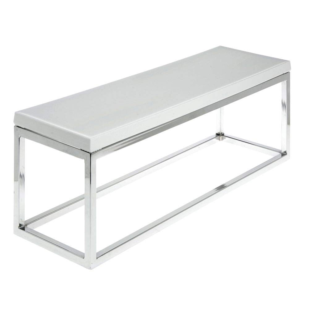 Chrome Display Riser with White Top-20 7/8" L x 6 2/5" W x 7" H by HUBERT – Metal, Gray, Model 65628+21734