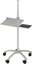 Global Industrial Height Adjustable Anti-Theft Mobile Laptop Computer Workstation Security Cart, Silver