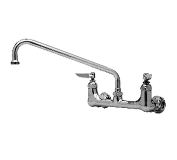 Wall Mount Double Pantry Faucet with 8-Inch Centers by T&S Brass – 15.5"L x 10.25"W x 4"H, Brass, Chrome, Model B-0231-EE