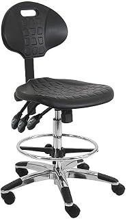 BenchPro LAT-UA-TLC Urethane Polyurethane Stool Chair with 18 in. Adjustable Footring Aluminum Base & 17 to 25 in. 3 Lever Control Height Adjustment Black