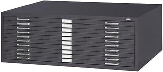 Safco Products 4986BL 10-Drawer Flat File for 42" Wide x 30" Long Documents, with Case-Hardened Rollers & Optional Space-Saving Base - Black