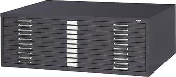 Safco Products 4986BL 10-Drawer Flat File for 42" Wide x 30" Long Documents, with Case-Hardened Rollers & Optional Space-Saving Base - Black