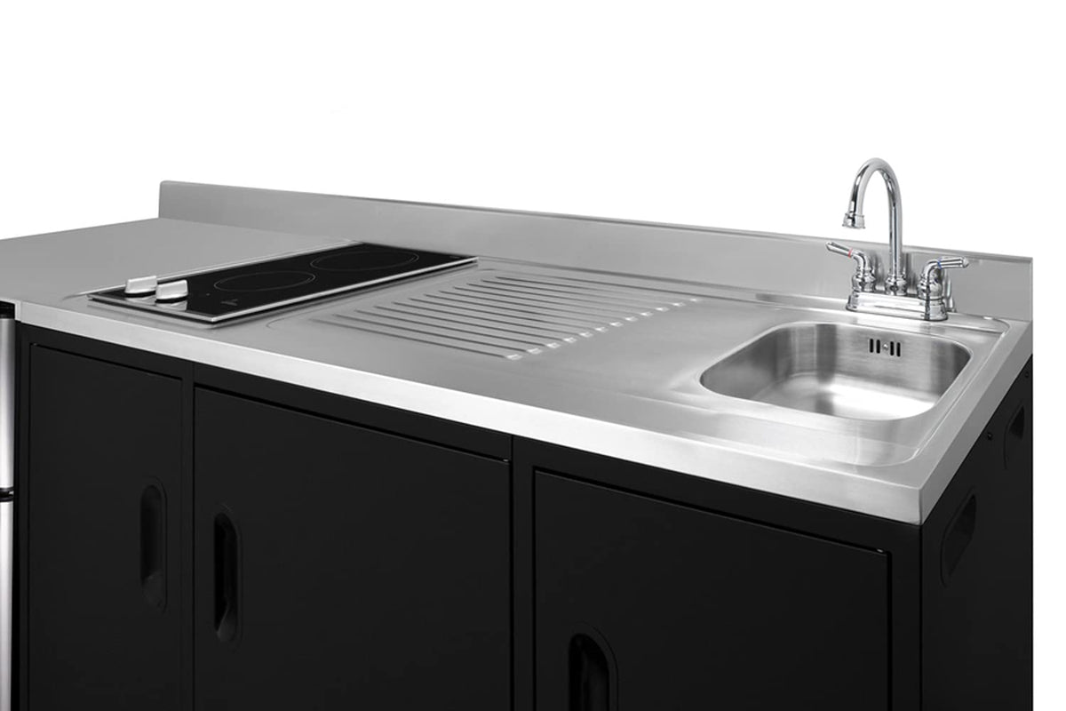 CK72ADASINKR 72 Wide All-In-One Kitchenette by Summit Appliance – 12.25 x 13.75 inches, 3.2 cubic_feet, Glass, Black
