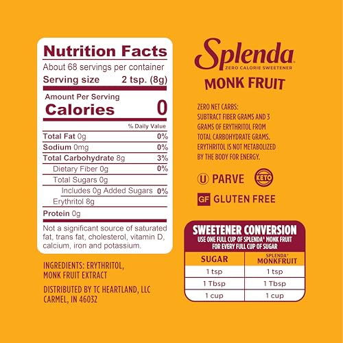SPLENDA Monk Fruit / 19 Ounce (Pack of 1) / 1 Stevia