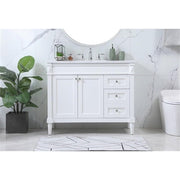 42 in. Bennett Single Bathroom Vanity by Elegant Decor – 42"Lx21"Wx35"H, Wood, White, Model VF31842WH