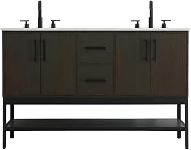 Elegant Kitchen and Bath 54" Double Bathroom Vanity in Mocha Brown