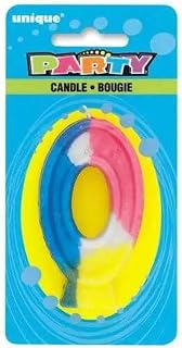 Unique Party Number "0" Rainbow Birthday Candle - 2.75" (1 Pc) - Colorful Wax Celebration Centerpiece, Perfect Party Decor