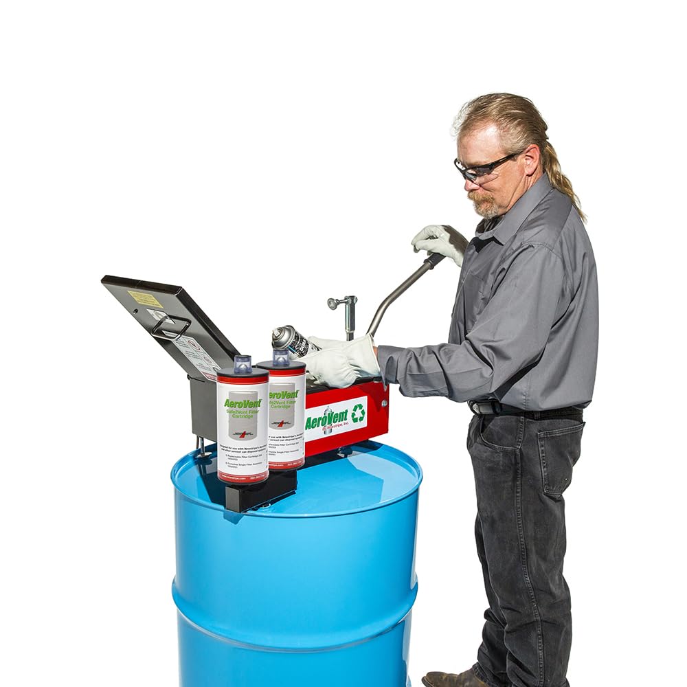 3 Can Aerosol Can Disposal System by Aerovent – All Welded Steel With Aluminum Chamber, Green, Model 10004721