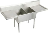 Elkay SS8260LR4 Commercial 108" x 27-1/2" Floor Mount Double Compartment Scullery Sink with Drainboard