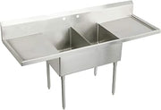 Elkay SS8260LR4 Commercial 108" x 27-1/2" Floor Mount Double Compartment Scullery Sink with Drainboard