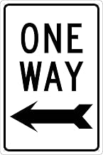 NMC Traffic Sign, One Way With Left Arrow, 18" X 12", White/Black, TM22G