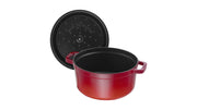 Round Cocotte - 9Qt - Cherry by STAUB – 30cm, 8.4 liters, Cast Iron, 03) Cherry, Model 1004228