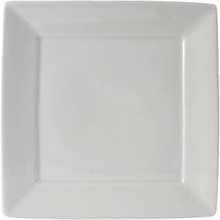 Tuxton China BWH-1016 Plate, 10-1/8", Square, Wide Rim, Microwave and Dishwasher Safe, Oven Proof, Fully Vitrified, Ceramic, DuraTux, White, Pack of 12