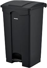 Global Industrial Indoor Rectangular Step On Trash Can with Flat Lid,
