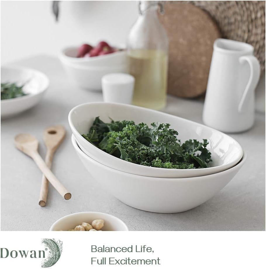 DOWAN Serving Bowls, 35 Ounce Porcelain, Oval Soft White