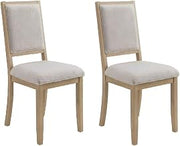 Furnifact Boucle-Upholstered Mid-Century Modern Dining Chair Set of 2, Rubberwood Frame Square Seat Kitchen and Dining Room Chairs