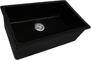 Ruvati 30-inch Fireclay Undermount/Drop-in Topmount Kitchen Sink Single Bowl - Glossy Black - RVL3030BK