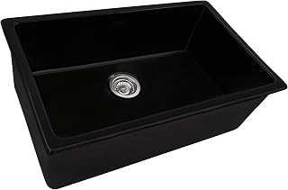 Ruvati 30-inch Fireclay Undermount/Drop-in Topmount Kitchen Sink Single Bowl - Glossy Black - RVL3030BK