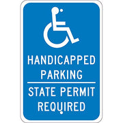 12X18".08 EGP REF Alum TX Handicap PERM REQ Sign by National Marker – 12 x 18 inches, Aluminum, Blue, Model TMS337J