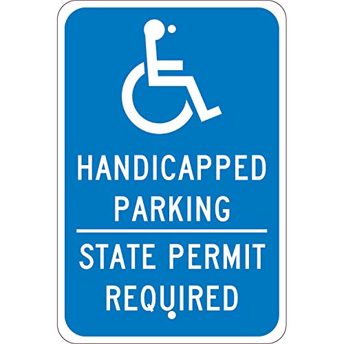 12X18".08 EGP REF Alum TX Handicap PERM REQ Sign by National Marker – 12 x 18 inches, Aluminum, Blue, Model TMS337J
