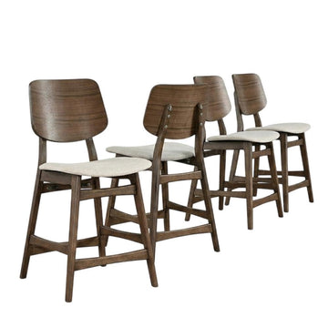 Solid Wood Fabric-Upholstered Counter Chairs Set of by Starlight Canyon Home – Solid + Manufactured Wood, Foam, Fabric (Polyester), Beige, Pack of 6