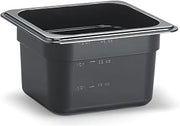 HUBERT Sixth-Size Polycarbonate Cold Food Pan, Black - 6 15/16" L x 6 3/8" W x 4" D