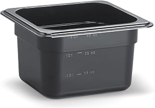 HUBERT Sixth-Size Polycarbonate Cold Food Pan, Black - 6 15/16" L x 6 3/8" W x 4" D
