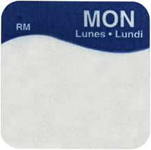 Daymark Monday Labels White/Blue Tri-Lingual Write-in Day Labels - 1"L x 1"H 1000 Per Roll
