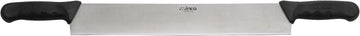 Double Handle Cheese Knife ~ 15 Inch Blade ~ 5" Black Plastic Handles ~ Use for Cheeses, Cakes, Vegetables, Soaps, Etc.