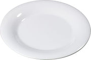 Sierrus Reusable Plastic Plate with Wide Rim for Buffets by Carlisle FoodService Products – 10.5", 0.36743 ounces, Melamine, White, Pack of 12
