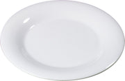 Sierrus Reusable Plastic Plate with Wide Rim for Buffets by Carlisle FoodService Products – 10.5", 0.36743 ounces, Melamine, White, Pack of 12