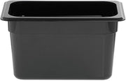 HUBERT 1/4 Size Cold Food Pan Black Polycarbonate - 6" D