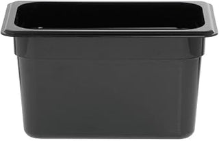HUBERT 1/4 Size Cold Food Pan Black Polycarbonate - 6" D