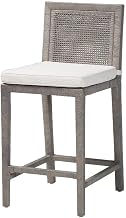 bali & pari Sofia Rattan Counter Stool with Wood Frame Counter Height Grey