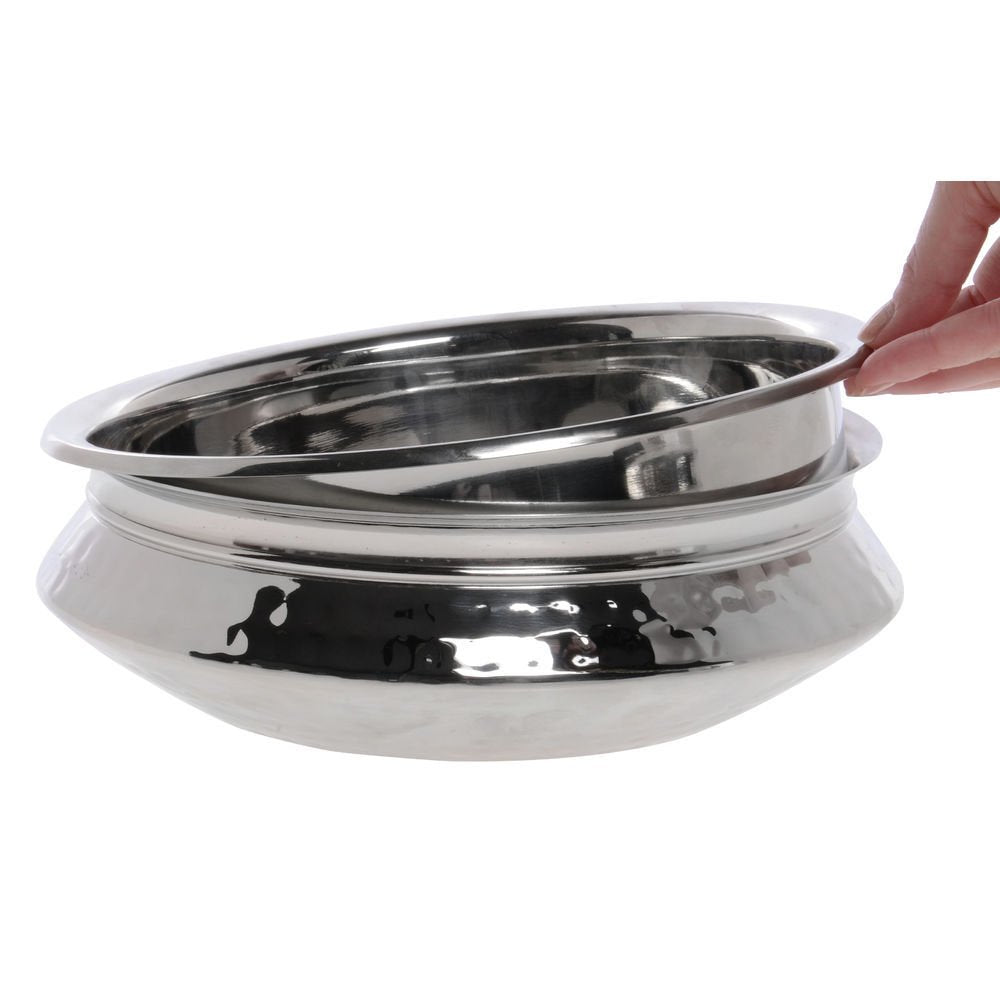 Serving Bowl Stainless Steel with Liner 2 3/10 qt Hammered Finish - 9" Dia x 3 1/4" H by HUBERT – 9 inches x 3.25 inches, 2.3 quarts, Stainless Steel, Silver