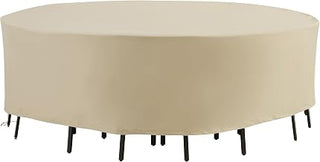 Crosley Furniture Patio Furniture Set Covers, Waterproof Round Outdoor Cover for Backyard, Deck, Dining, Tan