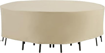 Crosley Furniture Patio Furniture Set Covers, Waterproof Round Outdoor Cover for Backyard, Deck, Dining, Tan