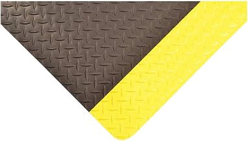 Notrax Antifatigue Mat, 3 ft. L x 3 ft. W, 1" Thickness, Vinyl, Diamond Plate, Black/Yellow - 1 Each