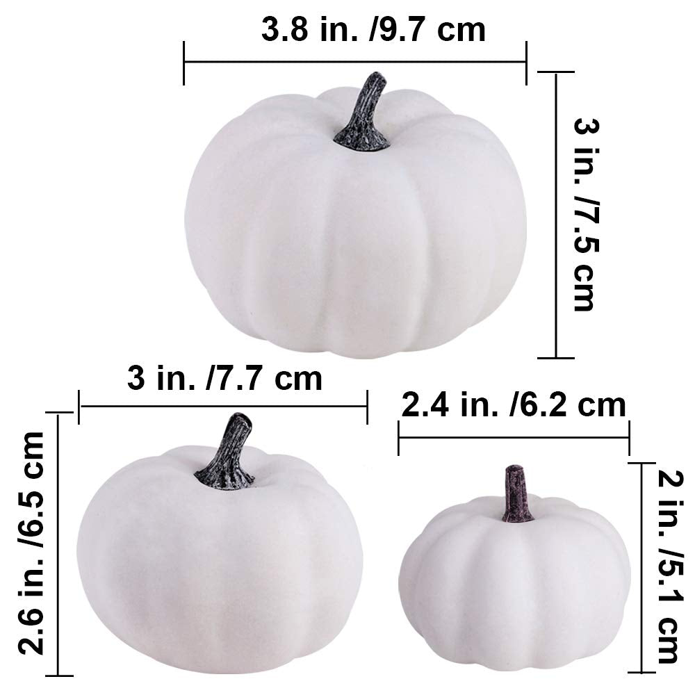 Besttoyhome Artificial Pumpkins, White Foam, Set of 12